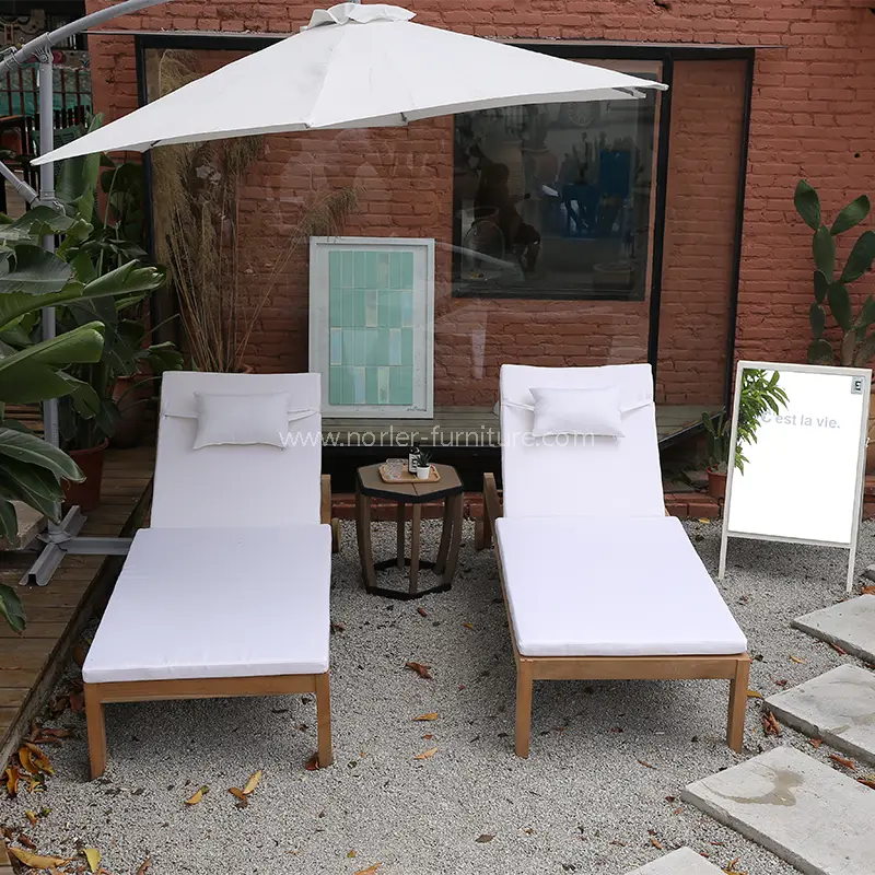 Lounger matahari kayu jati high-end