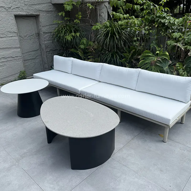 Bingkai aluminium berkualitas tinggi sofa outdoor kayu sikat