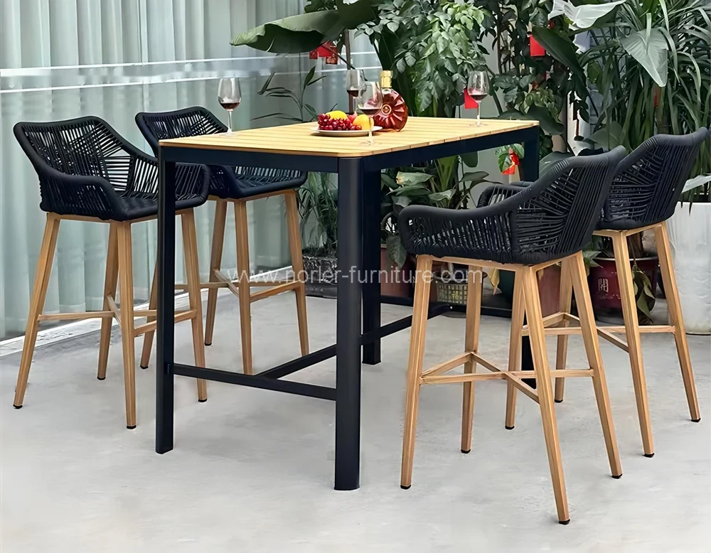 Outdoor Garden Balcony Teak Wood Bar Set