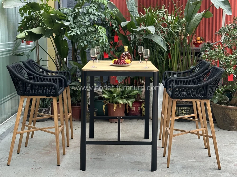 Outdoor Garden Balcony Teak Wood Bar Set