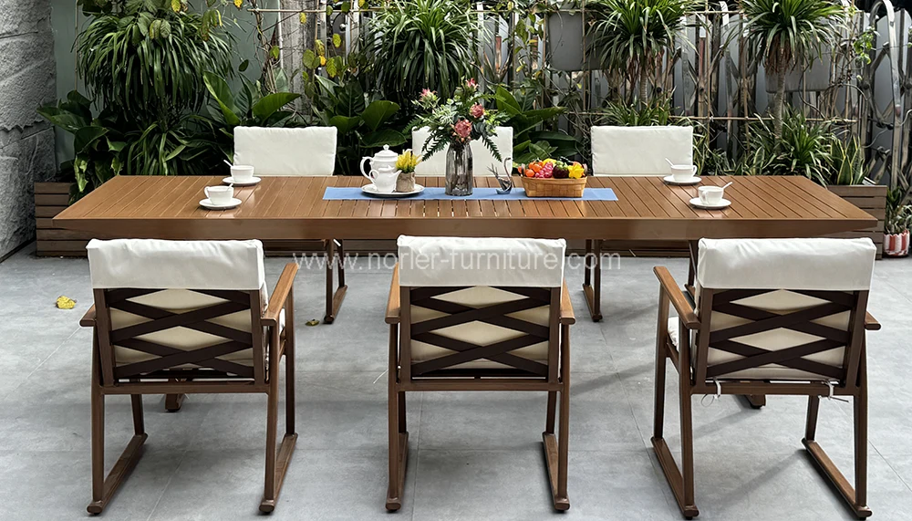 Outdoor Aluminum Frame Rope Dining Table and Chairs