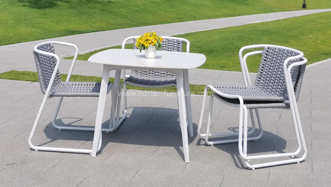 Outdoor Aluminum Frame Woven Waterproof Balcony Set