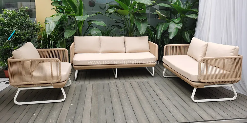 Outdoor Set Aluminum Alloy Rope Weaving Waterproof Fabric Sofa
