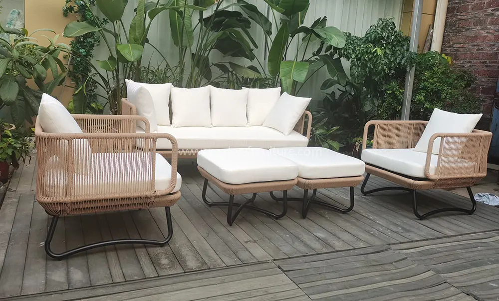 Outdoor Set Aluminum Alloy Rope Weaving Waterproof Fabric Sofa