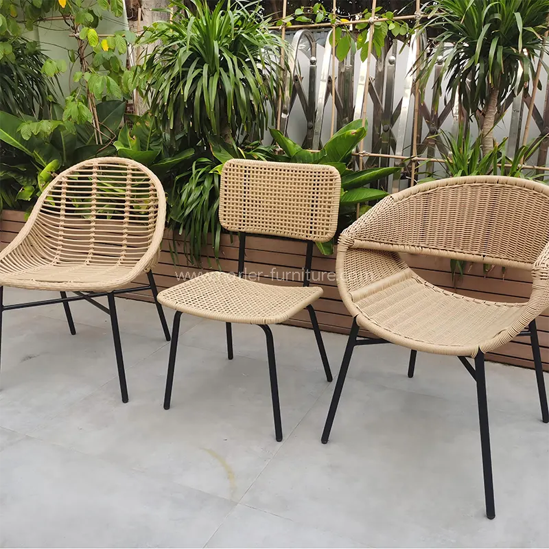 Bingkai Aluminium Luar Ruang Luar Rangka Rattan Balkon Kursi