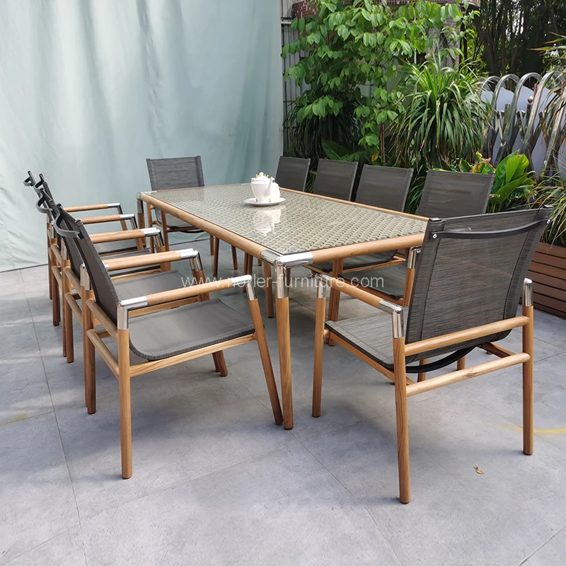 Set Dining Mesh Aluminium Outdoor Modern