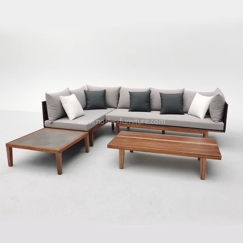 Modern Outdoor Teak Wood Frame Rope Rope Sofa