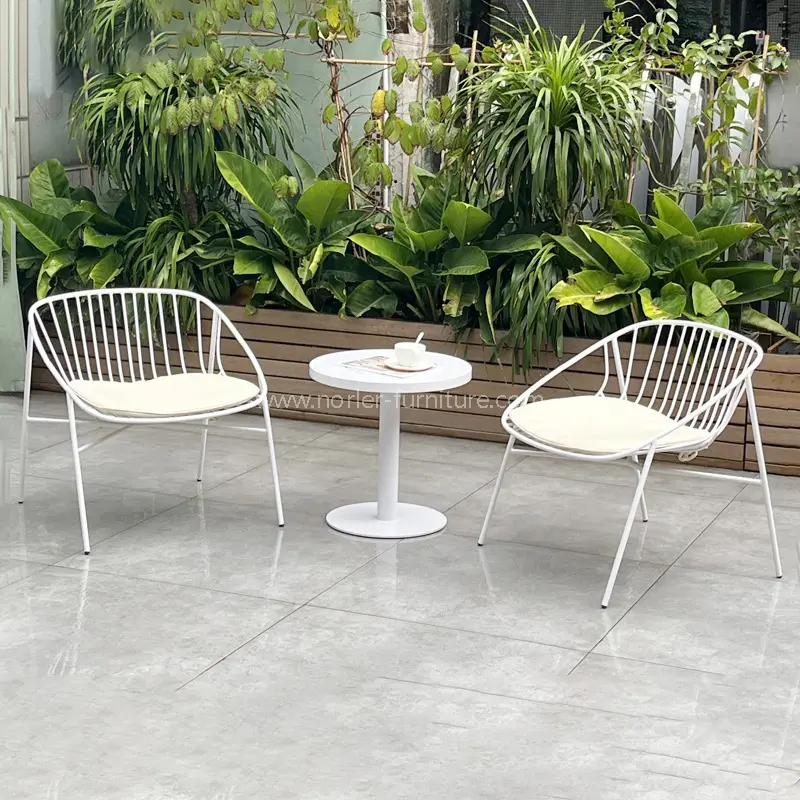 Set taman balkon bingkai aluminium putih luar ruangan modern