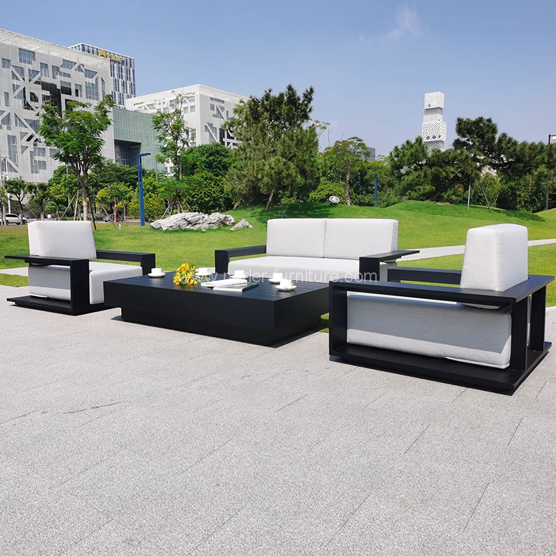 Bingkai aluminium hitam terbaru Sofa outdoor
