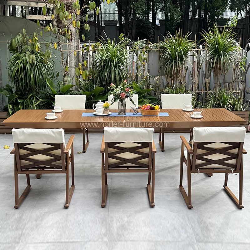 Meja dan kursi makan bingkai aluminium outdoor Meja dan kursi makan bingkai aluminium outdoor