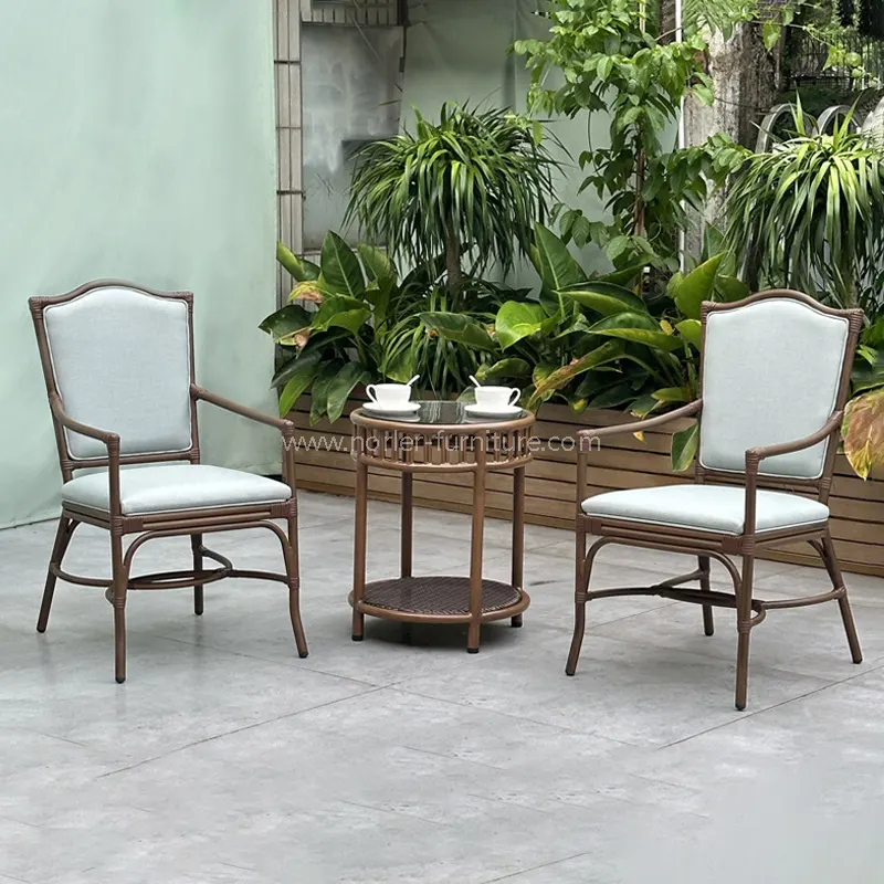 Outdoor Aluminium Wood Grain Pe Rattan Balcony Set