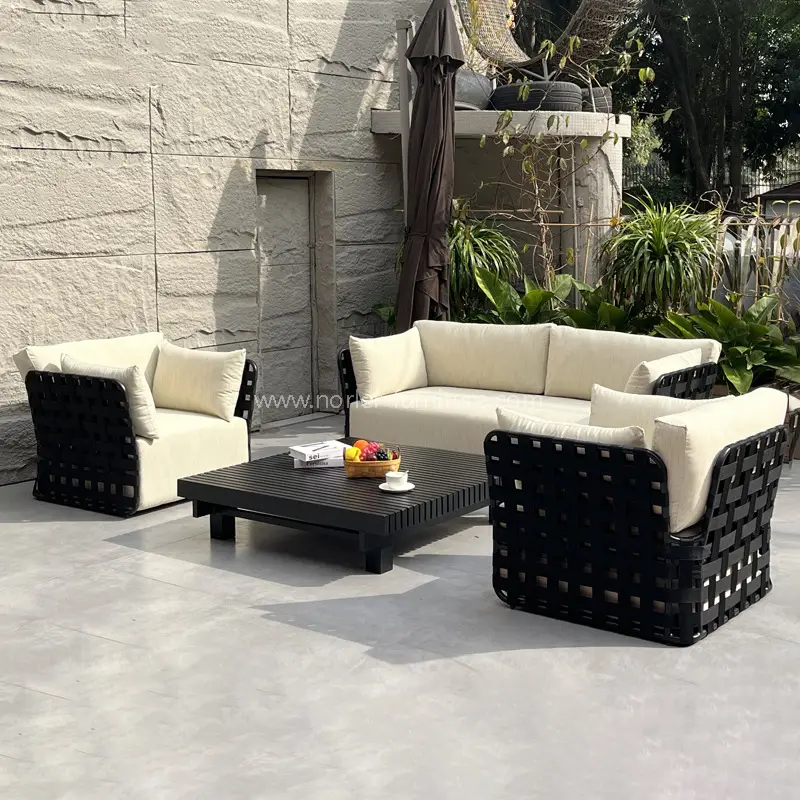 Sofa Tahan Air Tanah Tangan Tangan Hitam Luar Ruangan