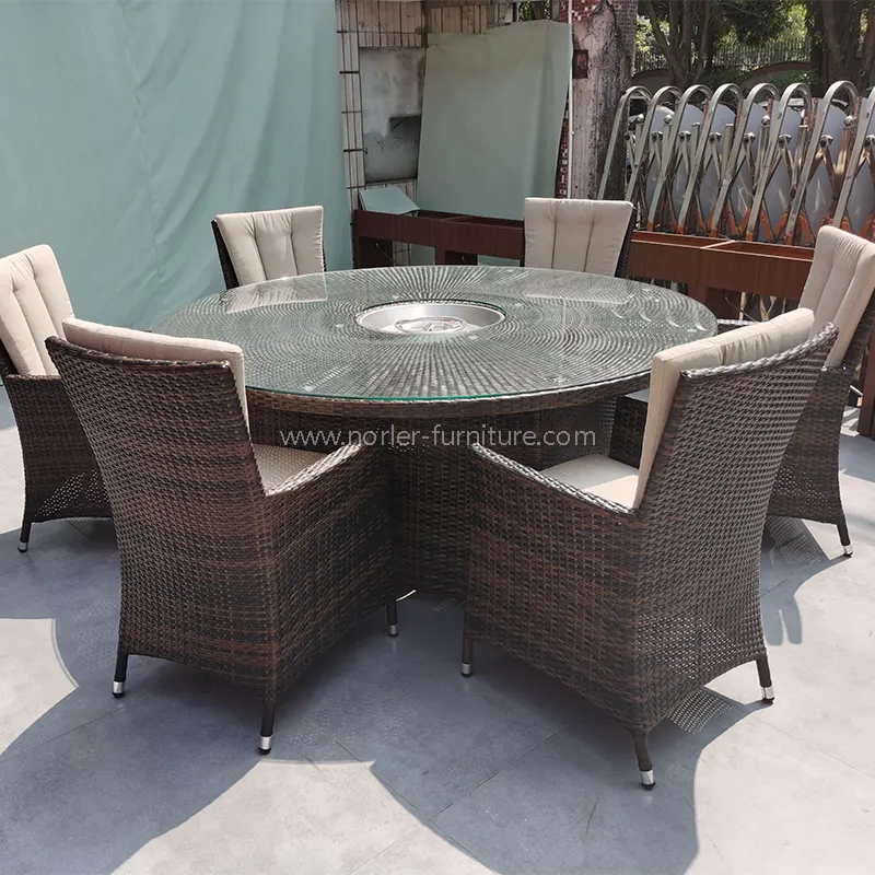 Outdoor Modern Aluminium Frame Pe Rattan Dining Set